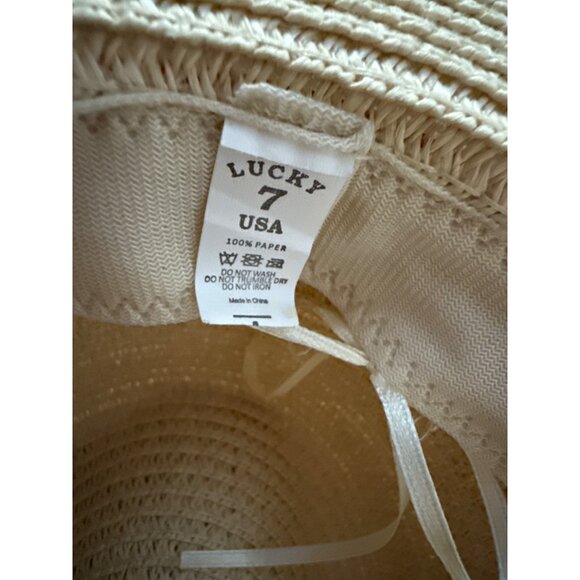 Lucky 7 Womens Straw Sun Hat With Tropical Band Made Of 100% Paper Lightweight & - Picture 4 of 4